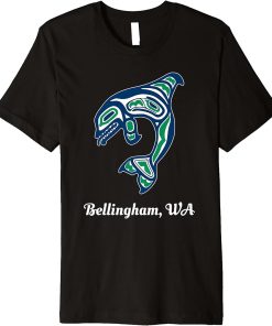 Blue Green Native American Bellingham WA Orca Killer Whale Premium T-Shirt