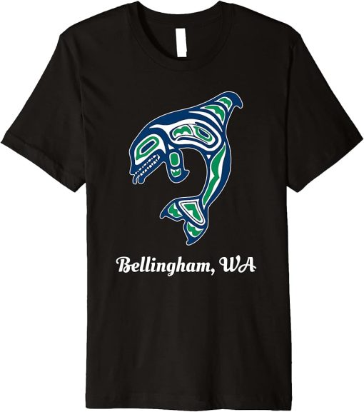 Blue Green Native American Bellingham WA Orca Killer Whale Premium T-Shirt