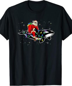 Funny Santa Claus Riding Orca Christmas Whale T-Shirt