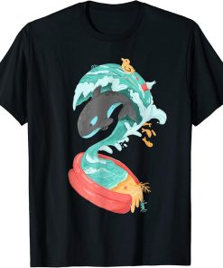 Orca Tsunami Inflatable Pool Save Ocean Wildlife Surrealism T-Shirt